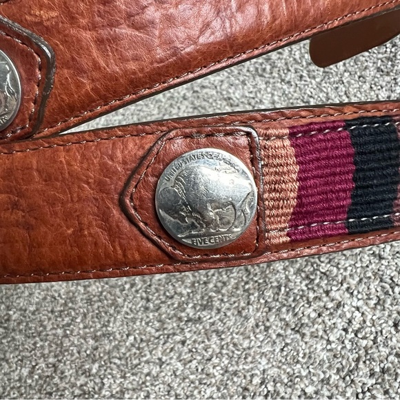 Orvis Bison Leather Western Woven Nickel Belt, 46” - Picture 3 of 9